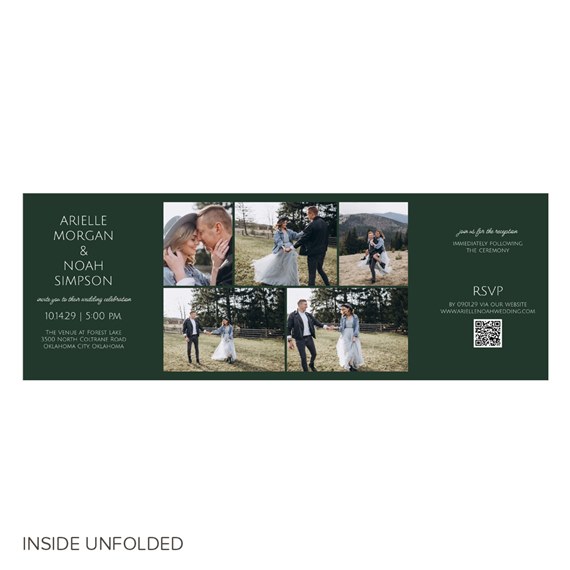 wedding invitation with photo placeholders and event details