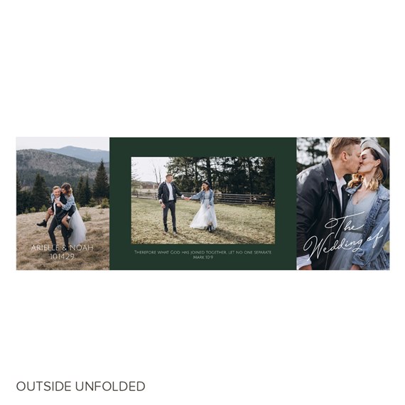 three-panel wedding invitation with photo areas