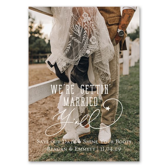 save the date magnet with decorative text