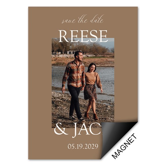 save the date magnet with customizable photo area and text