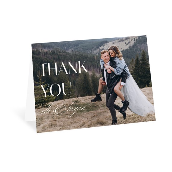 thank you card with photo placeholder and decorative text