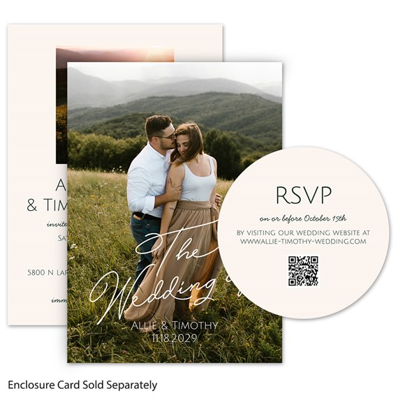 wedding invitation with photo area and RSVP card