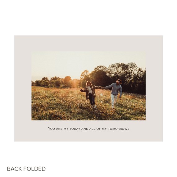 photo area with beige border and text placeholder