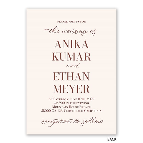 wedding invitation with customizable text area