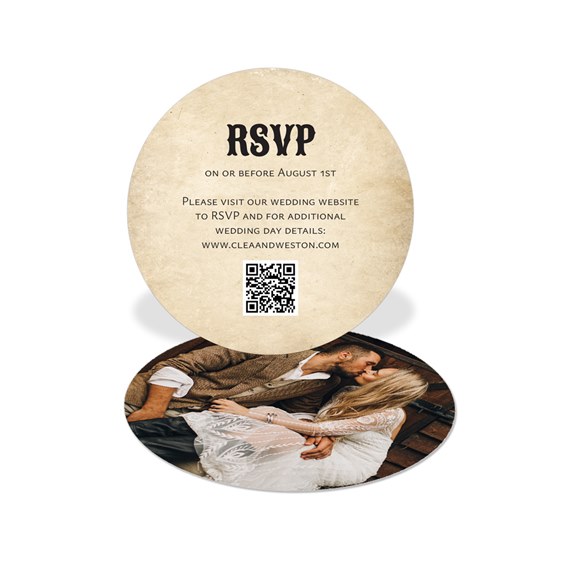 oval RSVP card with photo area