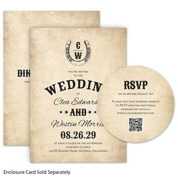 vintage wedding invitation with RSVP card