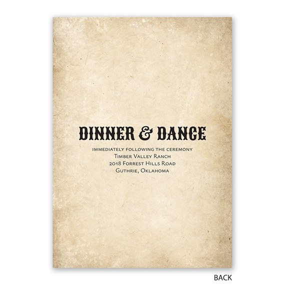 vintage invitation with dinner and dance text