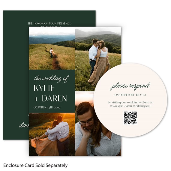wedding invitation with photo placeholders and RSVP area