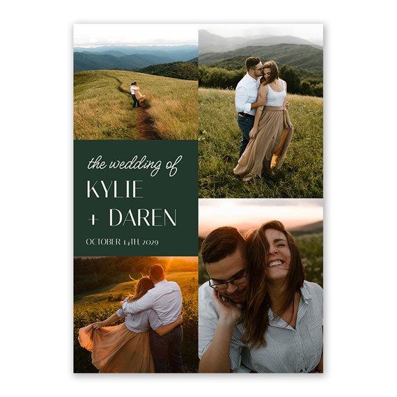 wedding invitation with photo placeholders and text