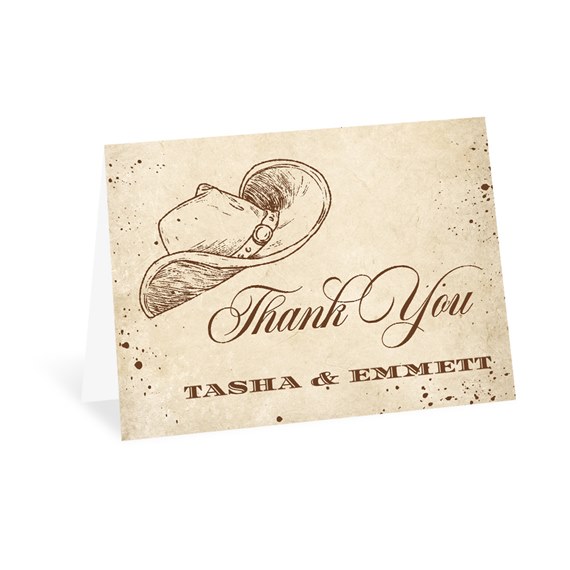 thank you card with cowboy hat sketch and customizable text area