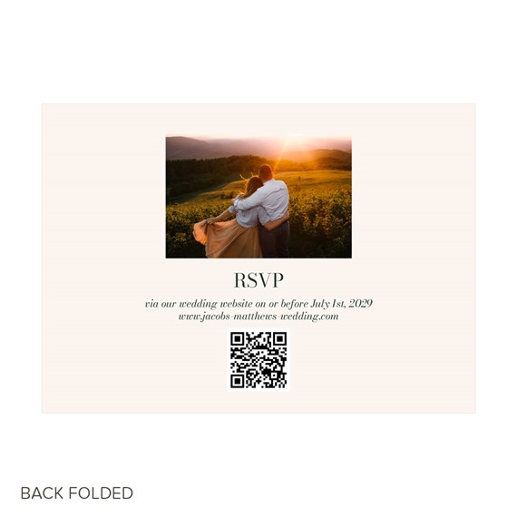 RSVP card with photo placeholder and QR code