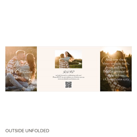 wedding invitation with photo area and RSVP section