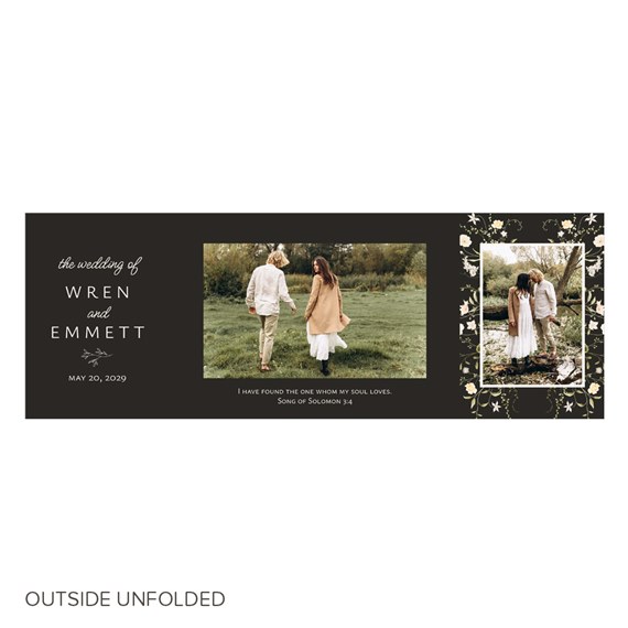 floral border wedding invitation with photo placeholders