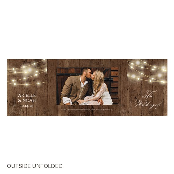 photo placeholder with string lights and rustic design