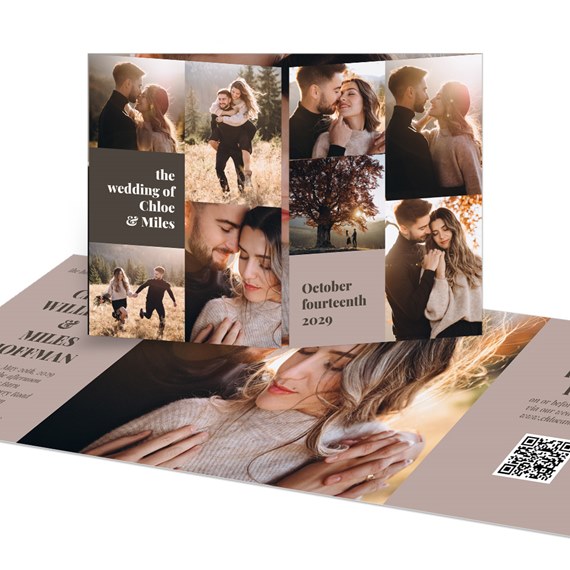 wedding invitation with photo placeholders and text area