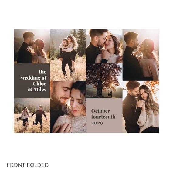 collage wedding invitation with photo placeholders and text area