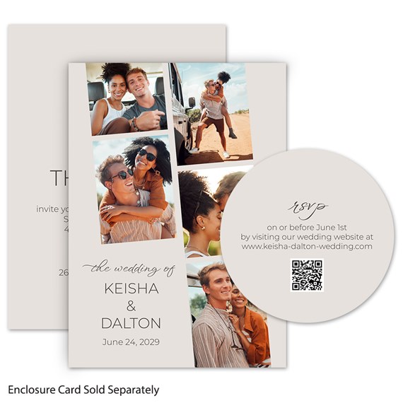 wedding invitation with photo placeholders and RSVP area