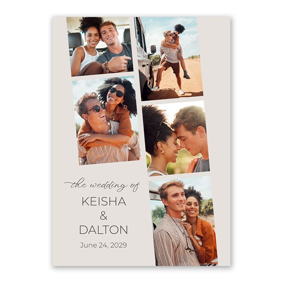 photo strip invitation with customizable text area and photo placeholders