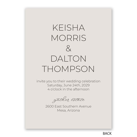 wedding invitation with customizable text area