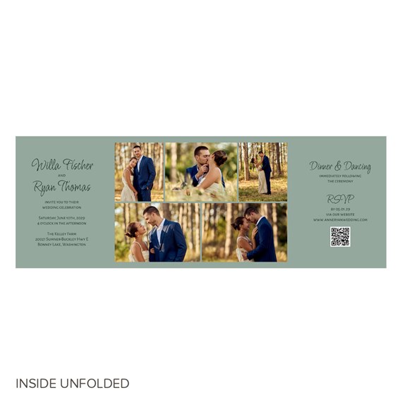 wedding invitation with photo placeholders and text