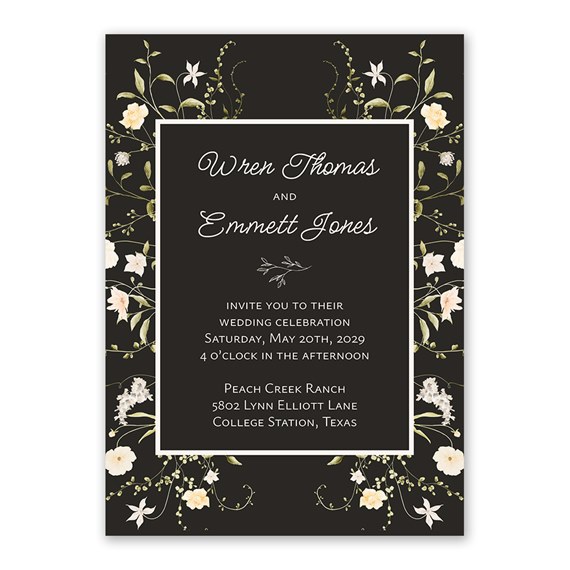 wedding invitation with floral design and customizable text area