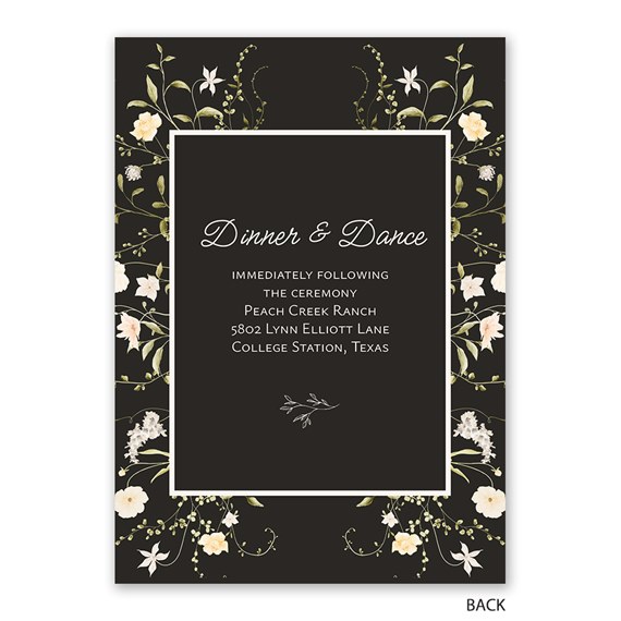 dark floral invitation card with photo area