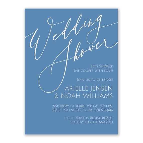 wedding shower invitation design with script text