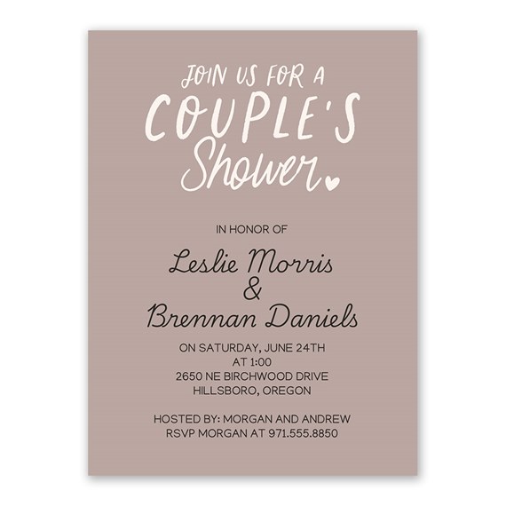 couple's shower invitation with text details