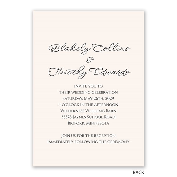 wedding invitation with elegant script font and cream background