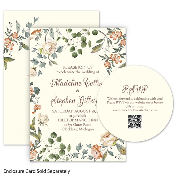 floral wedding invitation with RSVP card