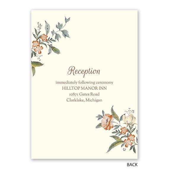 floral invitation design with text for reception details