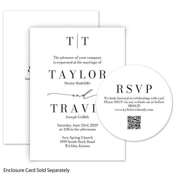 modern wedding invitation with RSVP card