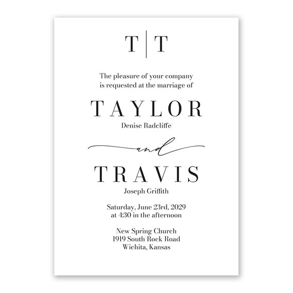 modern wedding invitation design with elegant typography