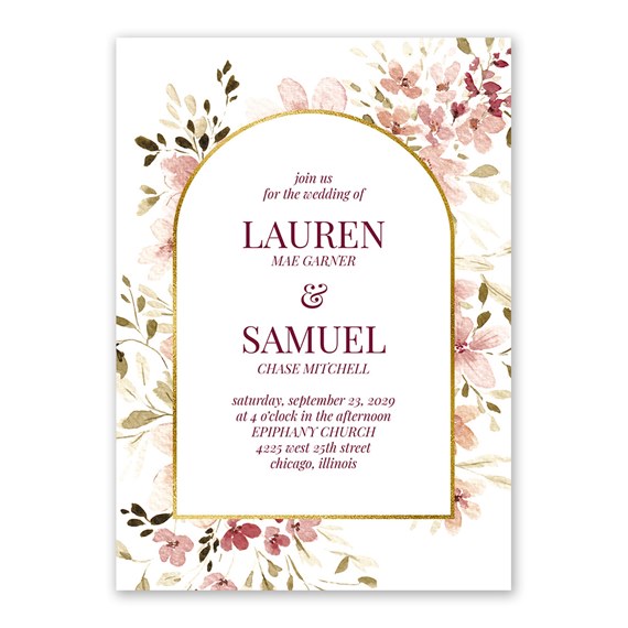 floral wedding invitation with customizable text area