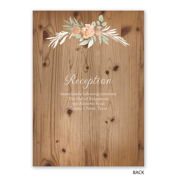 floral invitation with wood background and text area