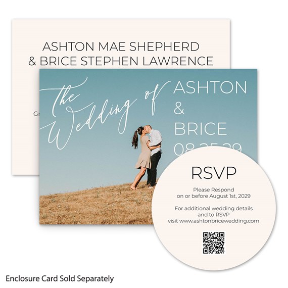 wedding invitation with RSVP card and photo area