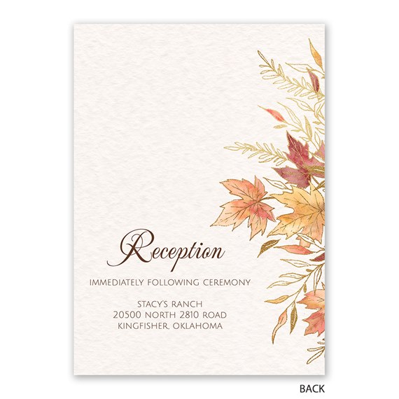 autumn leaves invitation with reception details