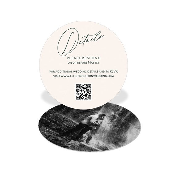 circular RSVP card with photo area