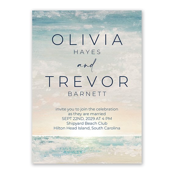 seaside horizon invitation with customizable text area