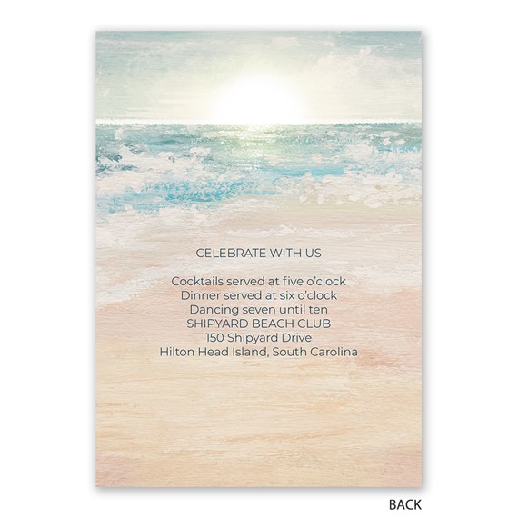 seaside horizon invitation with event details