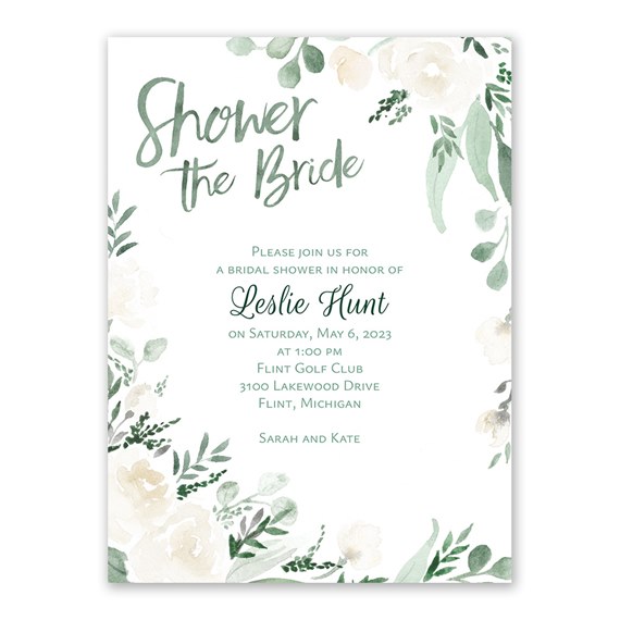 floral bridal shower invitation with customizable text area