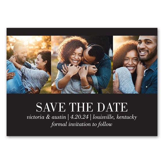 save the date magnet with photo placeholders and text areas