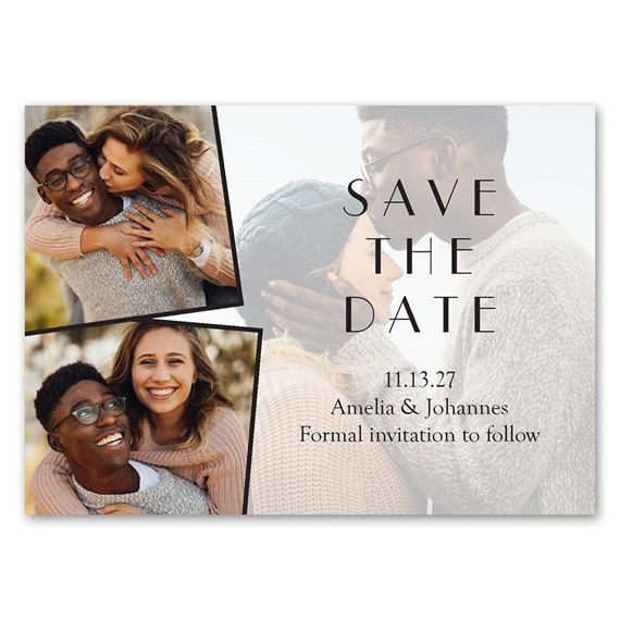 photo placeholders with save the date text