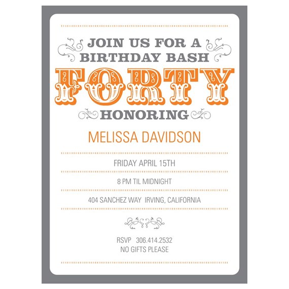 The Big 4-0 - Birthday Party Invitations