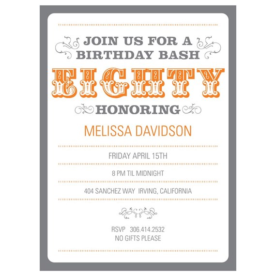 The Big 8-0 - Birthday Party Invitations