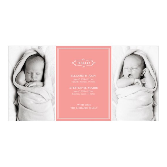 Elegant Greeting Twins - Multiples Announcements