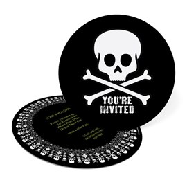 Round and Round the Skulls - Halloween Invitations
