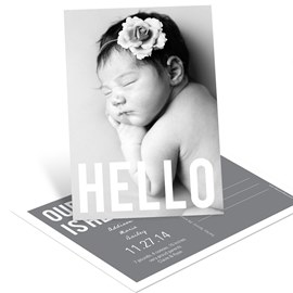 Hello Vertical - Birth Announcement Postcard