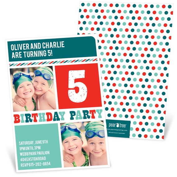 Stripes and Dots in Red - Birthday Invitations