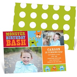Monster Mix In Red - Birthday Invitations